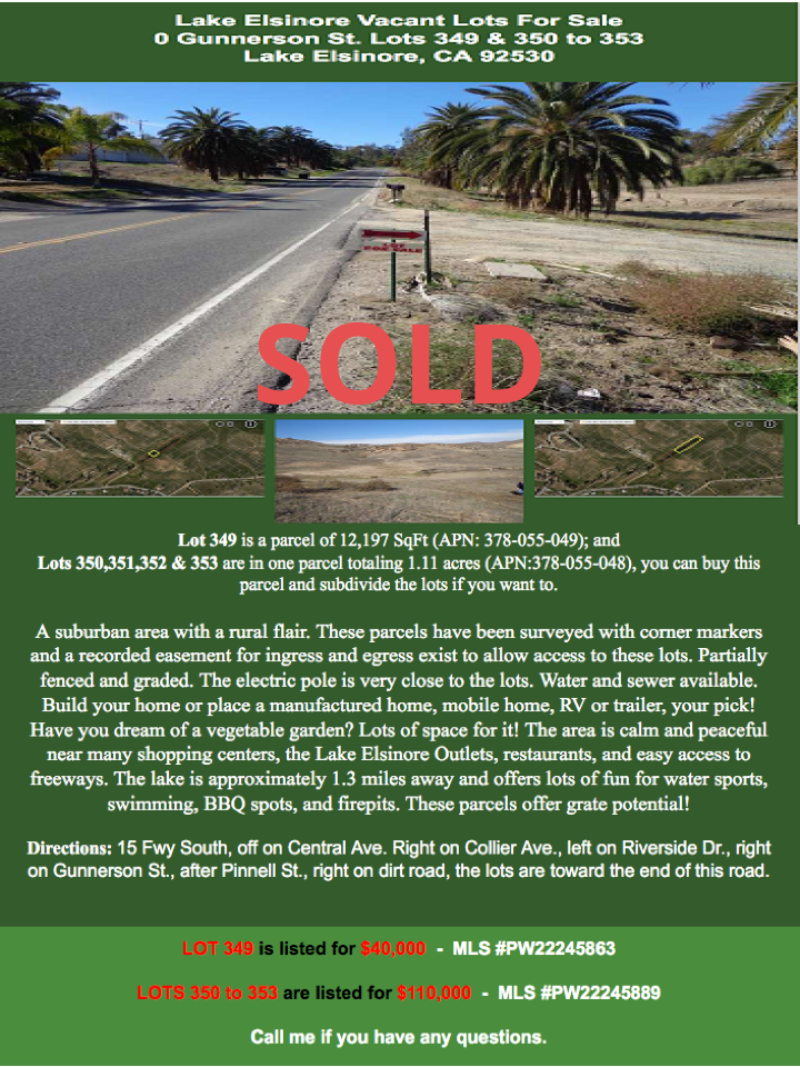 Lots For Sale in Lake Elsinore, CA