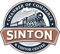 Sinton Chamber of Commerce logo featuring a train, with text 