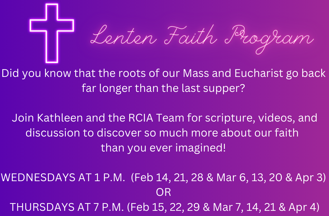 A purple flyer for the lenten faith program