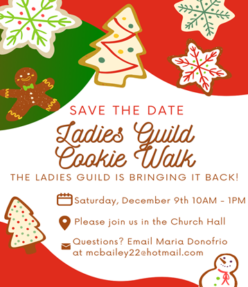 A save the date for the ladies guild cookie walk