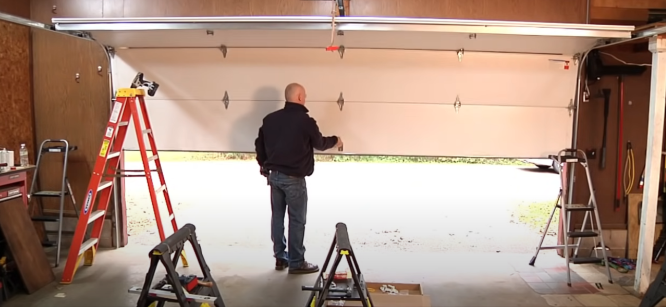 Garage double-wide door is installed