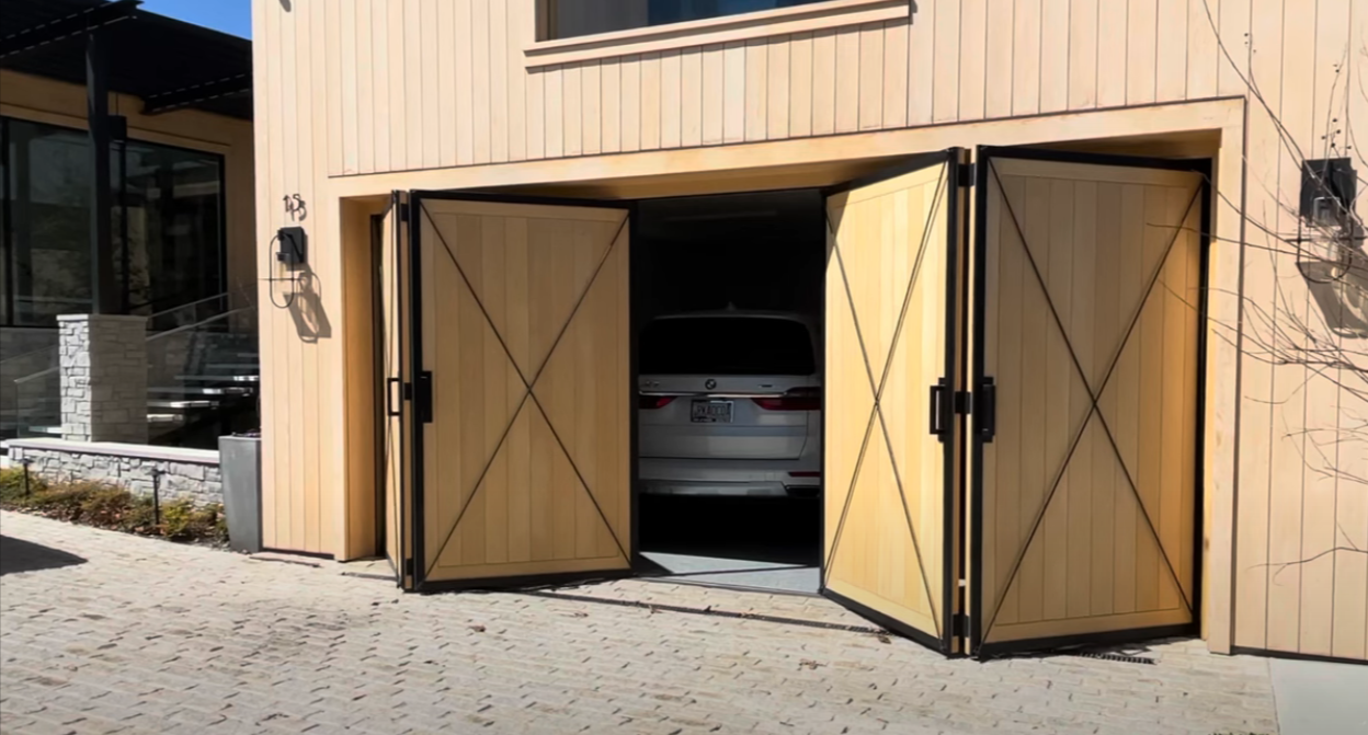 Garage with bi-fold doors