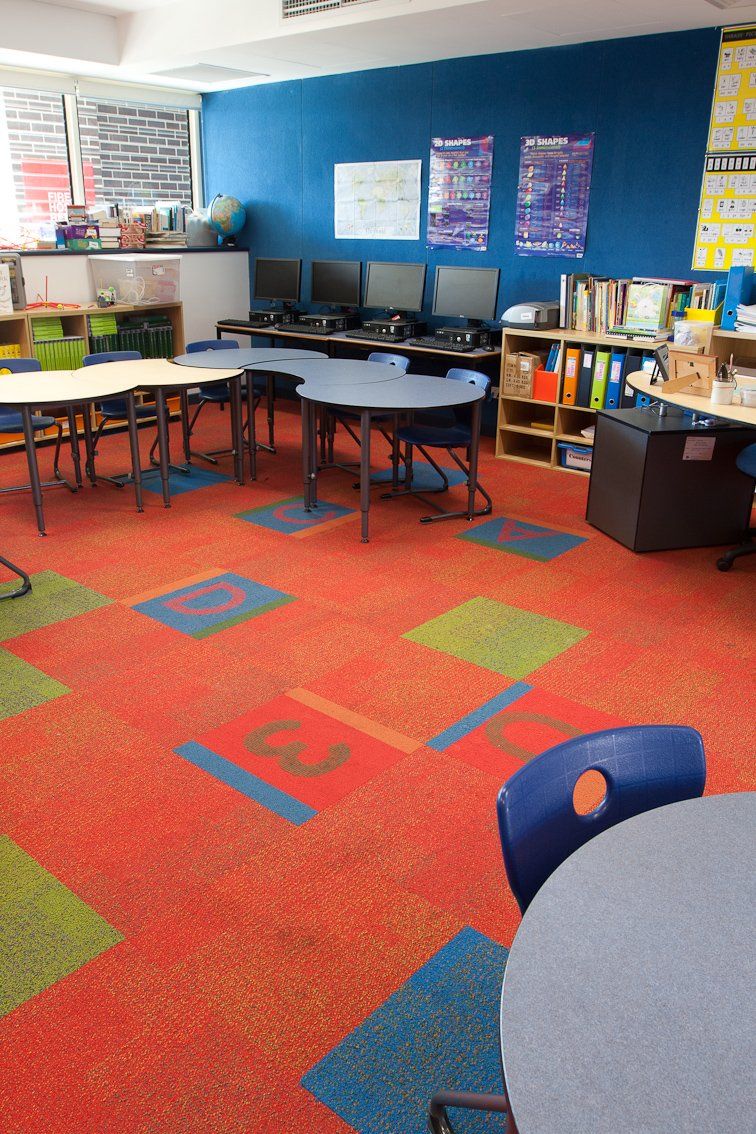 View of installed commercial flooring