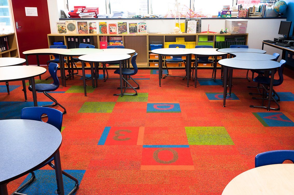 View of installed commercial flooring