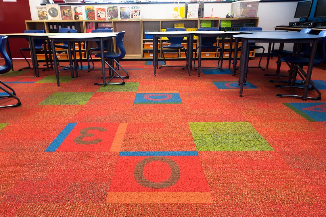 View of installed commercial flooring