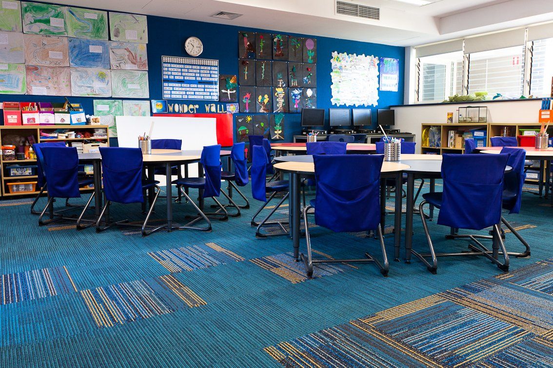 View of installed commercial flooring