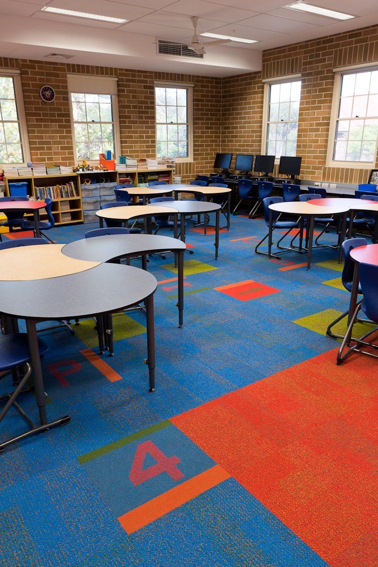 View of installed commercial flooring