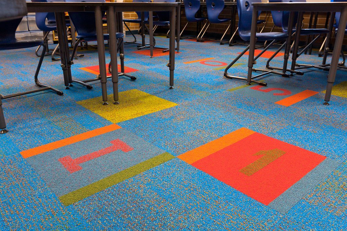 View of installed commercial flooring