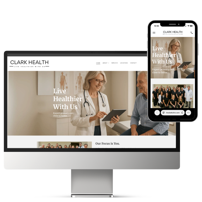 Screenshot of Website for Primary Care Clinic Network