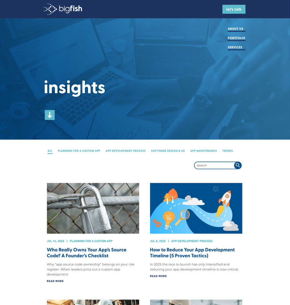 Blog screenshot for a tech company