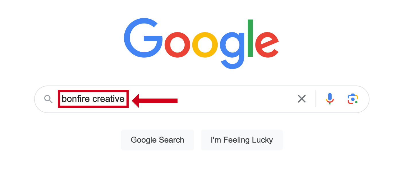A Google search bar containing the text 