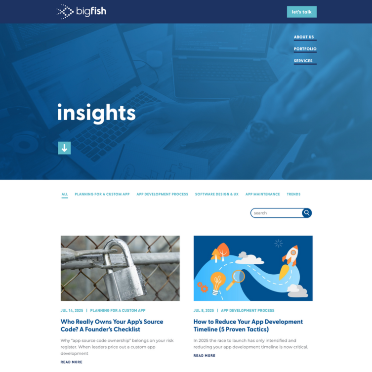 Blog screenshot for a tech company