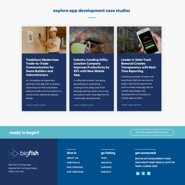Tech company website case studies page