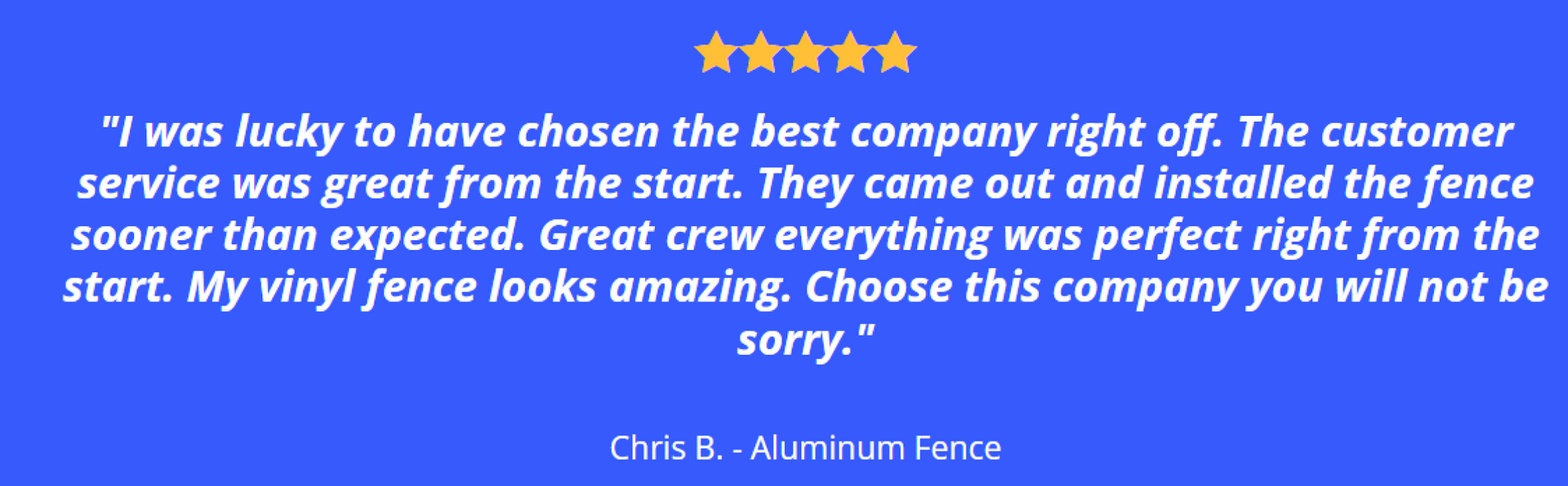 A review of chris b. aluminum fence on a blue background