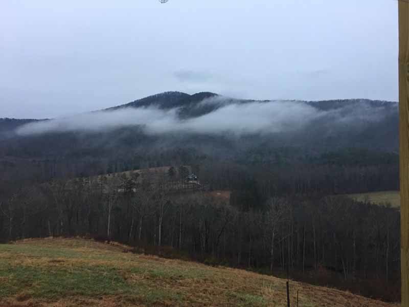 misty mountain range