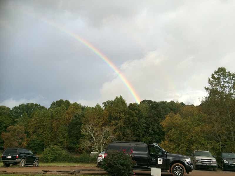 black car with rainbow