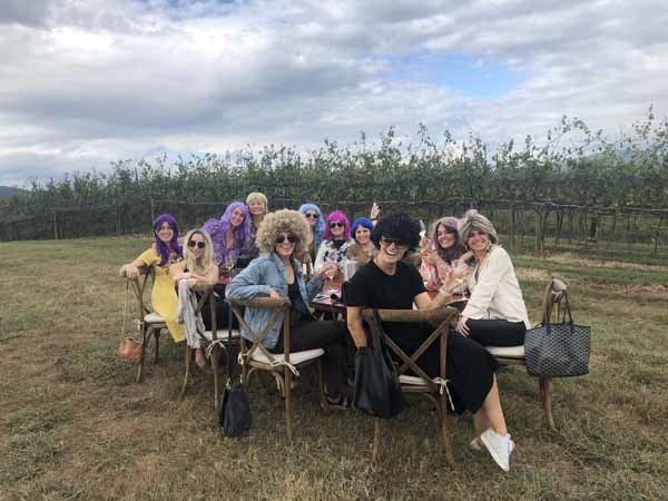 eating at a table outside