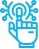 An icon of a hand pressing a button on a white background.