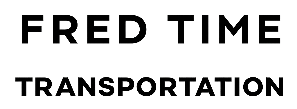 "FRED TIME TRANSPORTATION" logo in black text on a white background.