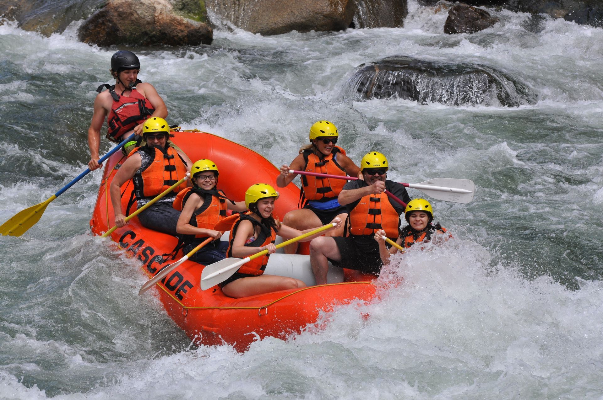 Rafting in whitewater paddling in big rapids