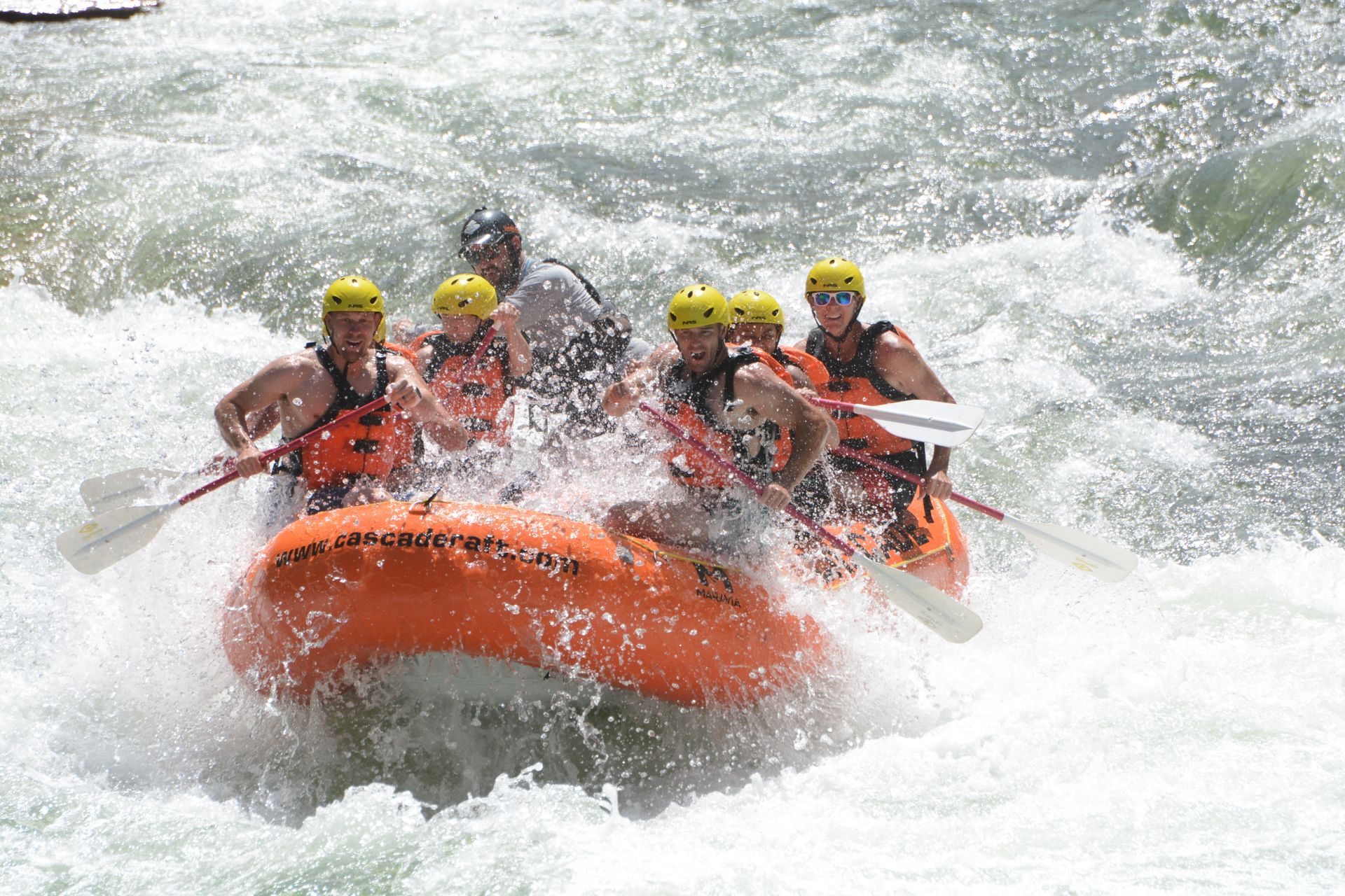 Rafters in big whitewater rapaid