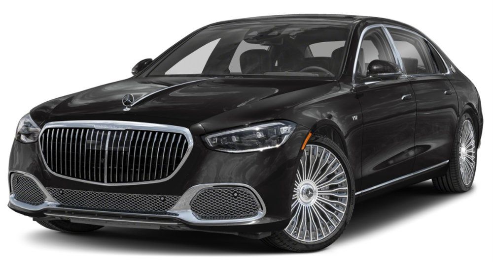 A black mercedes benz maybach s class is shown on a white background.