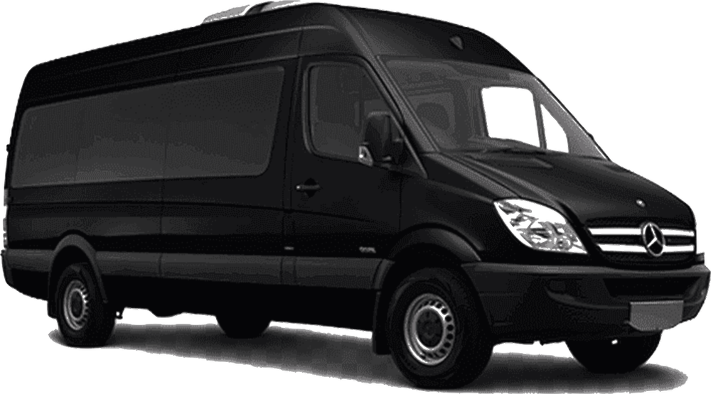 A black mercedes van on a white background