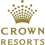 The logo for crown resorts is a crown with dots on it.