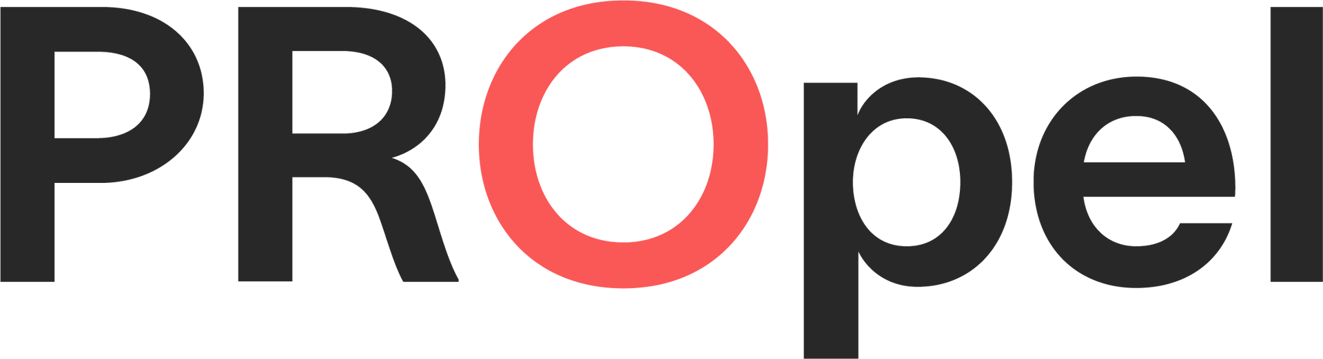 The word propel is written in black and red on a white background.