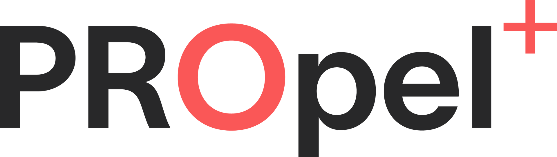 The word propel is written in black and red on a white background.