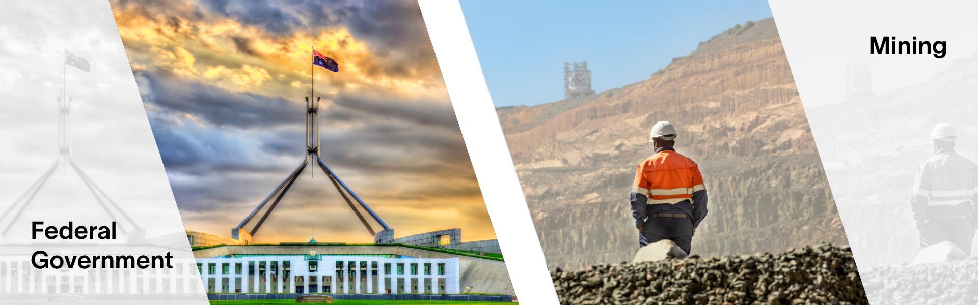 A man is sitting on a rock in front of a building and a mountain.