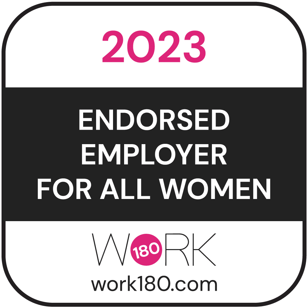 A badge that says `` endorsed employer for all women ''