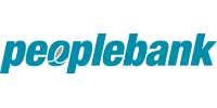 The logo for people bank is blue and white on a white background.