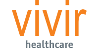 The logo for vivir healthcare is orange and white