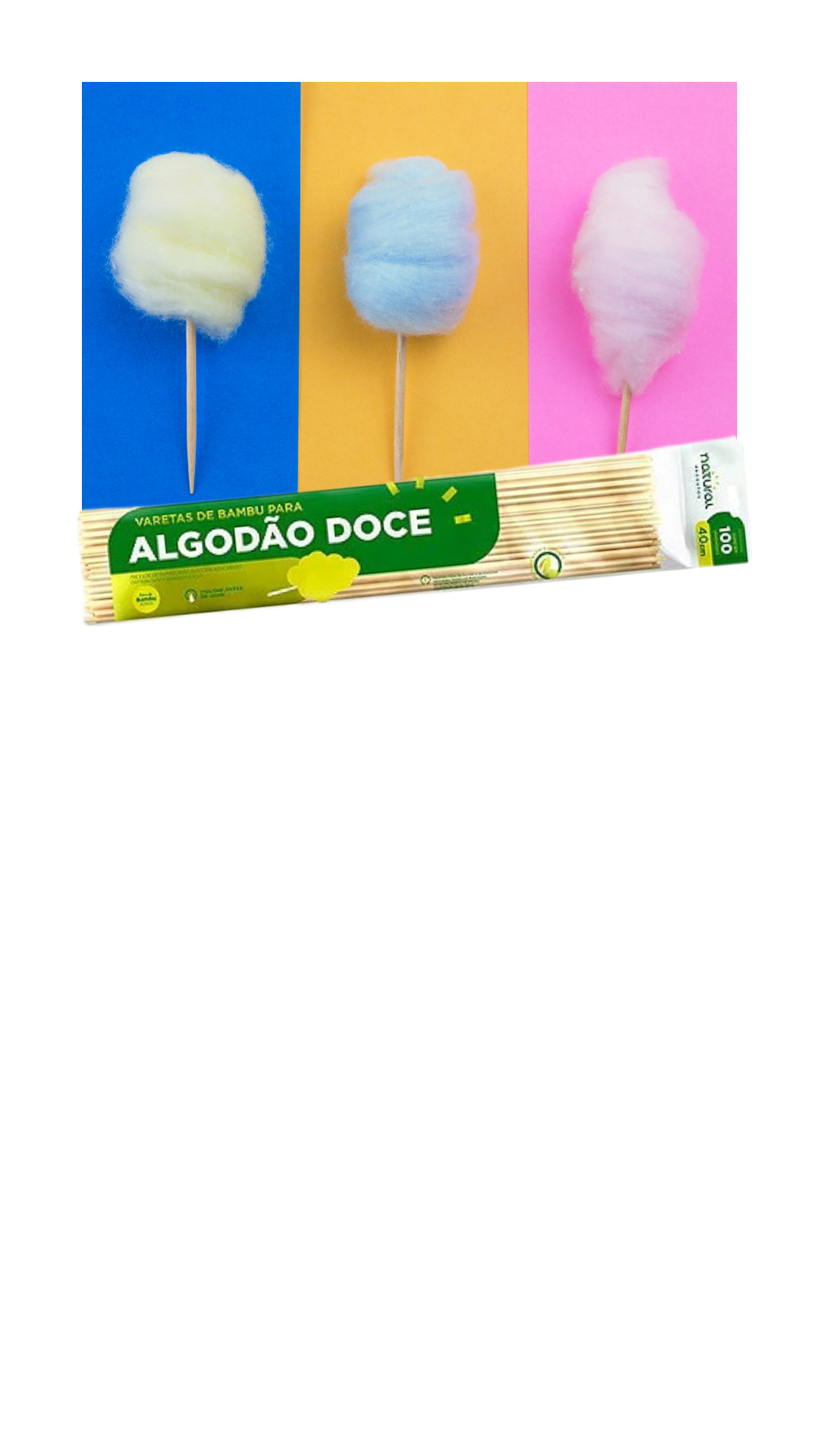 Palito de Bambu para Algodão Doce 40cm