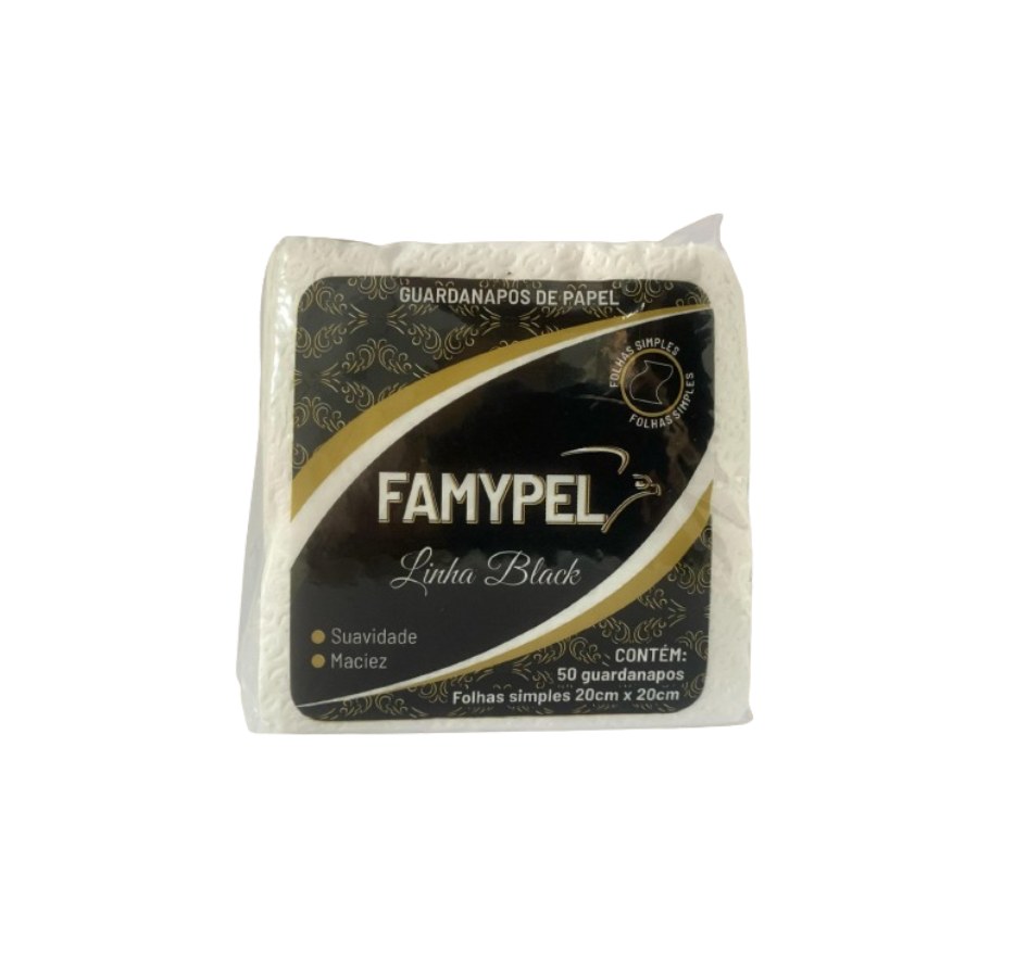 Guardanapo 100% celulose marca Famypel tamanho 20x20 