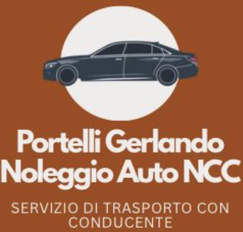 Logo di Portelli Gerlando Noleggio Auto NCC con berlina nera e scritta