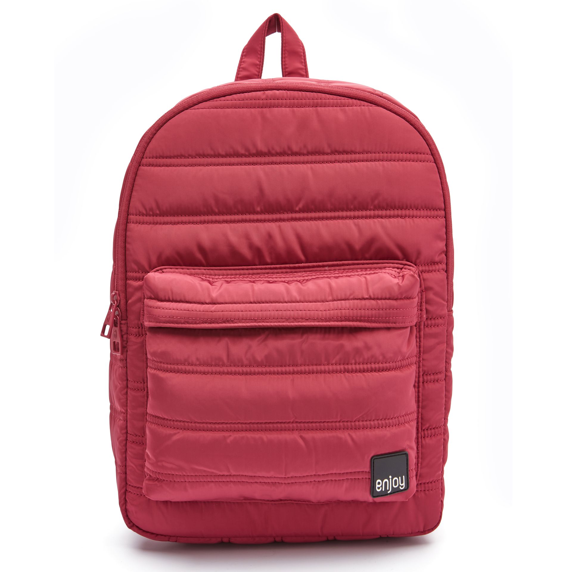 Una mochila roja con la palabra "falso" escrita en ella.