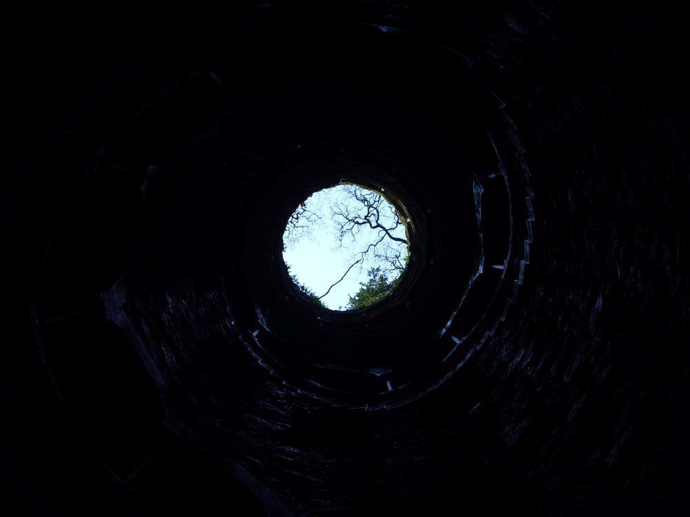View from inside of a water well