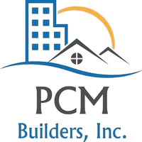 The logo for pcm builders inc. shows a building and a house.