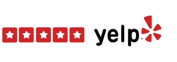 A yelp logo with red stars on a white background