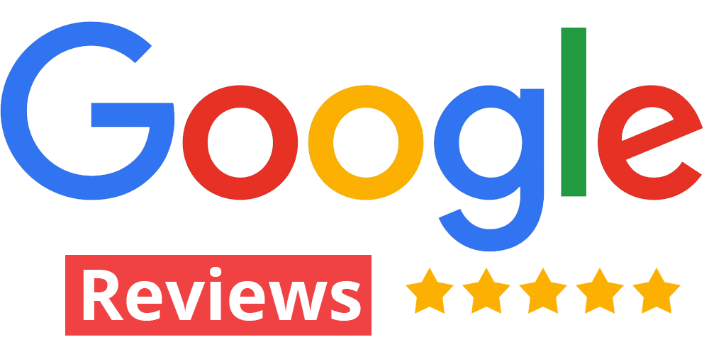 A google review logo with five stars on it.