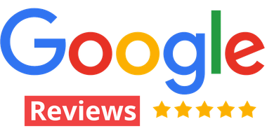 A google review logo with five stars on it.