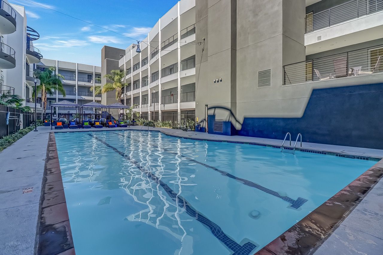 Axis swimming pool close up