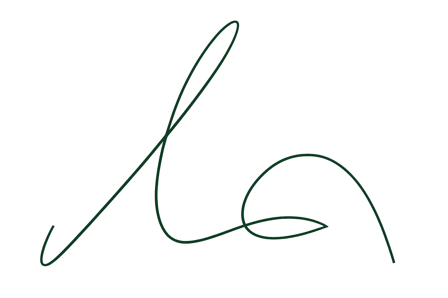 Dark green stylized cursive signature.