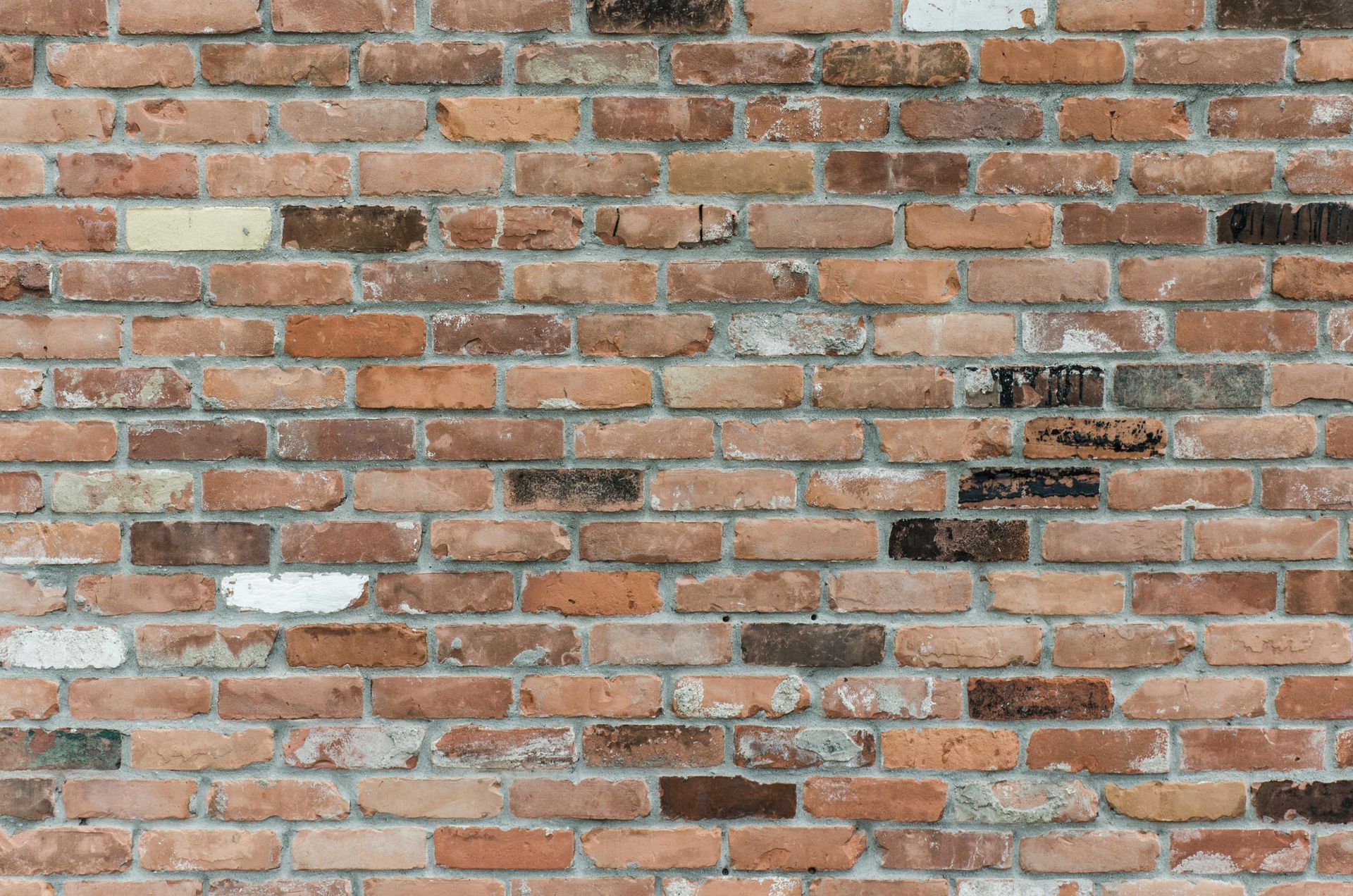 The sun is casting a shadow on a red brick wall.