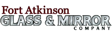 Fort Atkinson Glass & Mirror Company logo in maroon and silver.