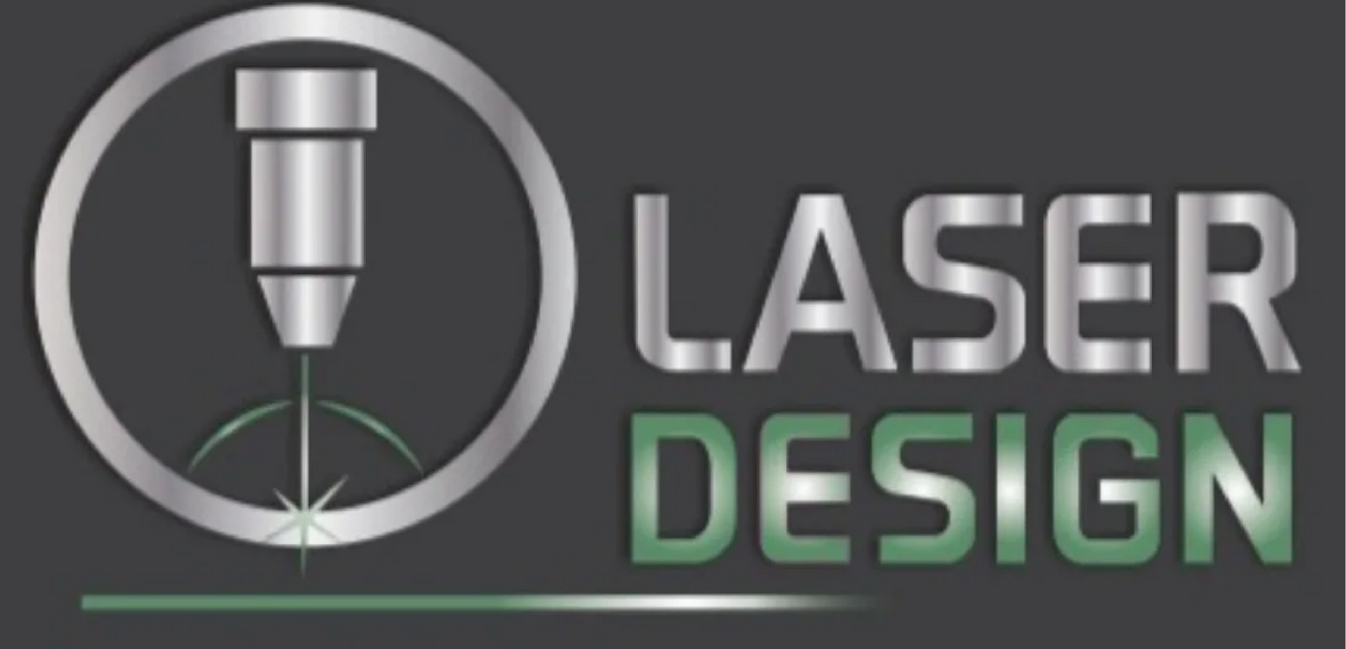 Logotipo con gr&aacute;fico cortado con l&aacute;ser y el texto "LASER DESIGN".