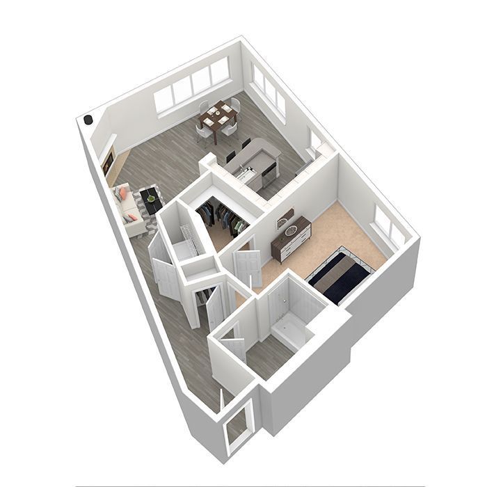 An aerial view of a floor plan of a house