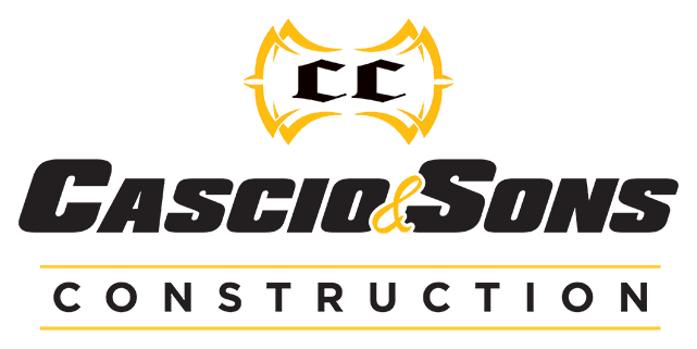 A black and yellow logo for Cascio and Sons Construction